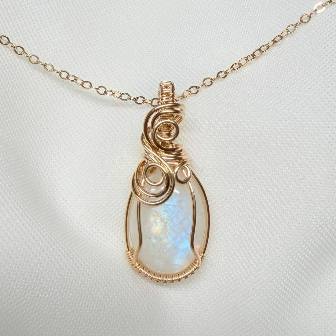 Hanger - 14K gold filled - Met regenboog maansteen