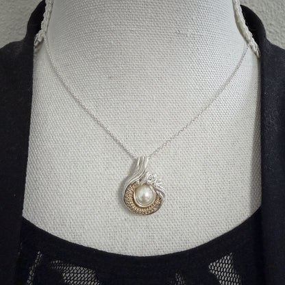 Wire wrap hanger - Sterling zilver - 14K gold filled - Met zoetwaterparel