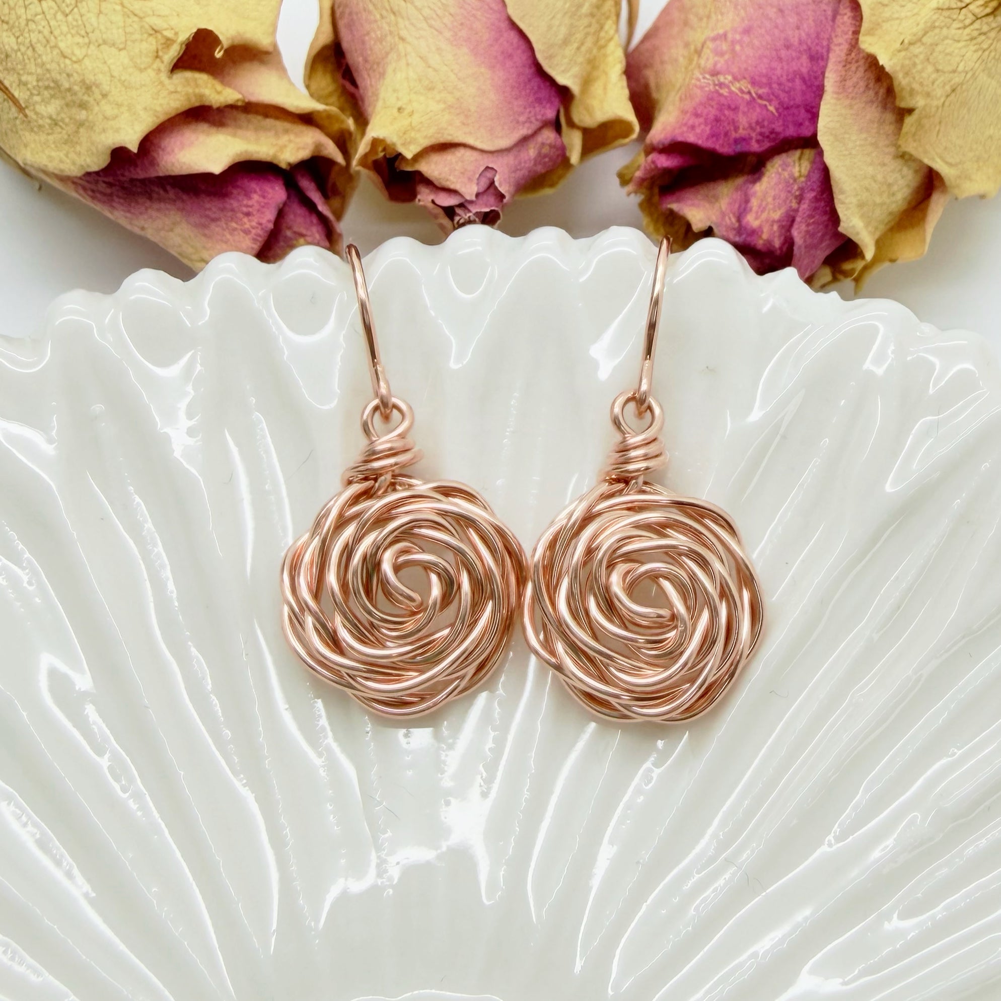 14k rosé gold filled roos oorbellen