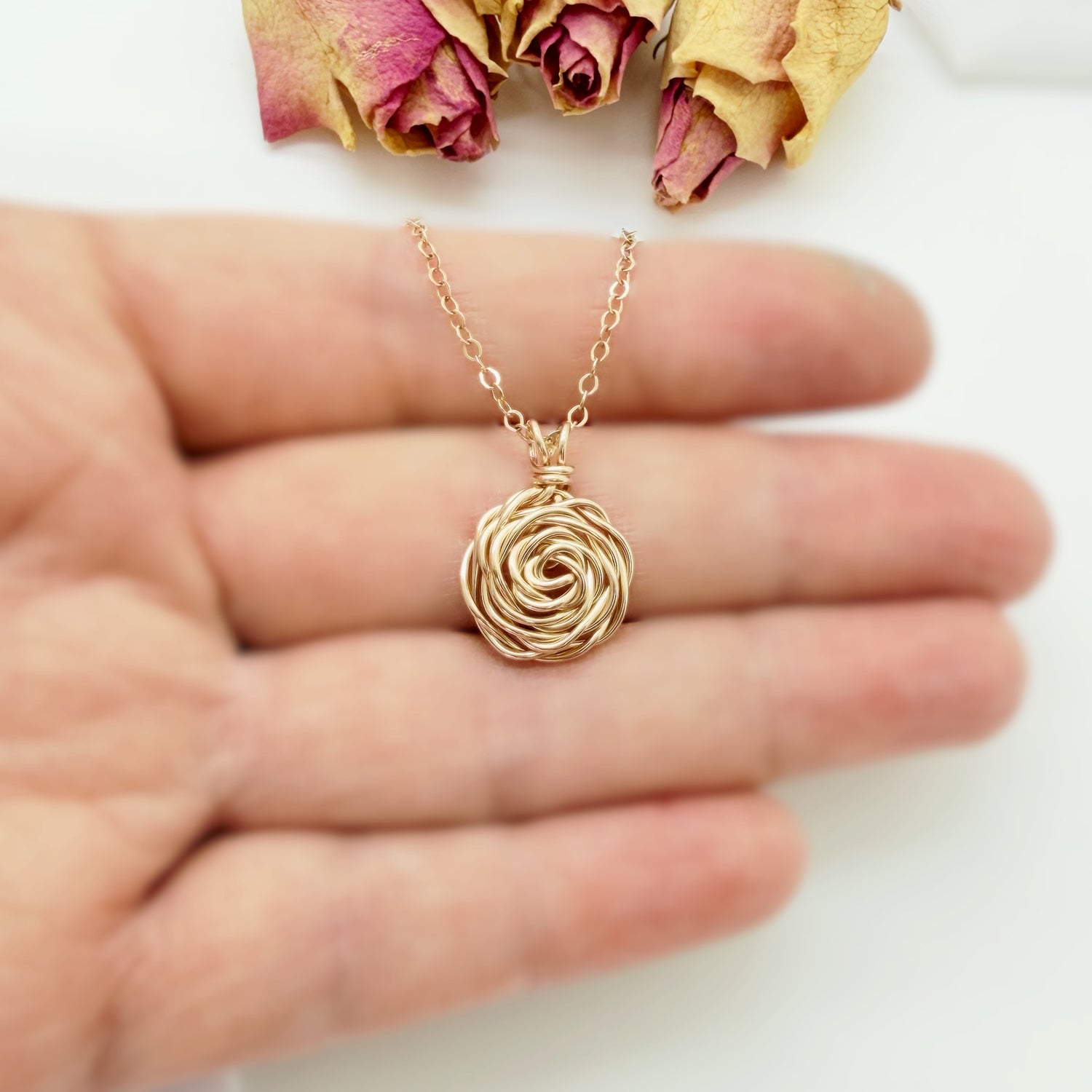 14K Gold Filled Collier Met Gold Filled Handgemaakte Roos