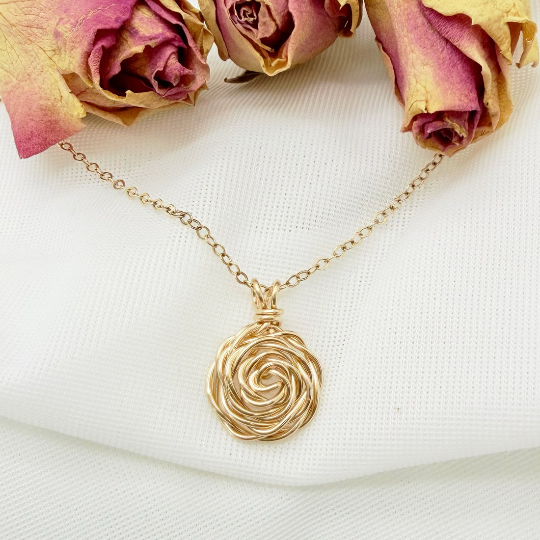 14K Gold Filled Collier Met Gold Filled Handgemaakte Roos