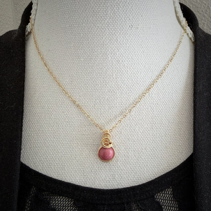Sierlijke 14k gold filled hanger met rhodoniet