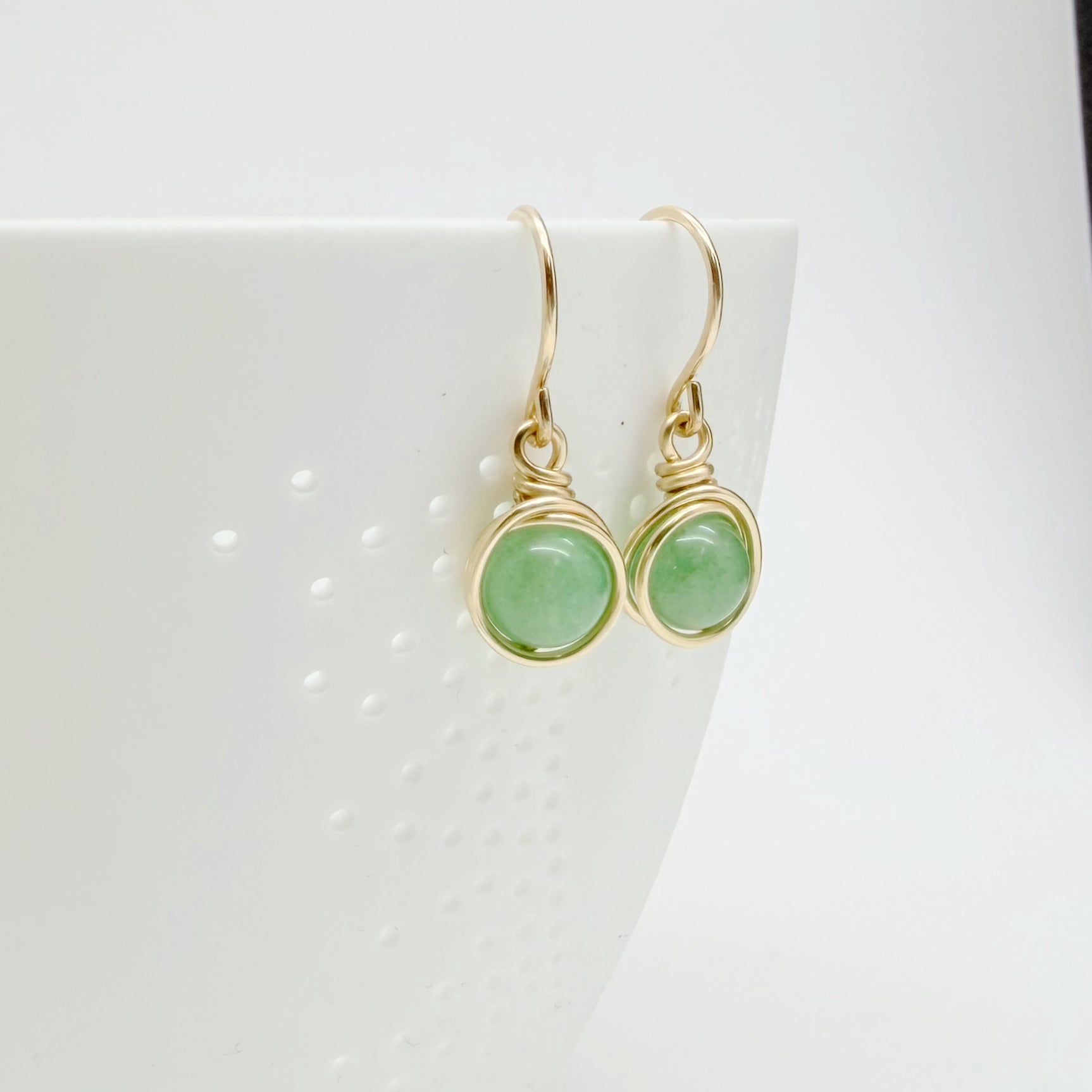 14k gold filled oorbellen met groene aventurijn