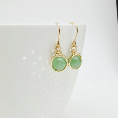 14k gold filled oorbellen met groene aventurijn