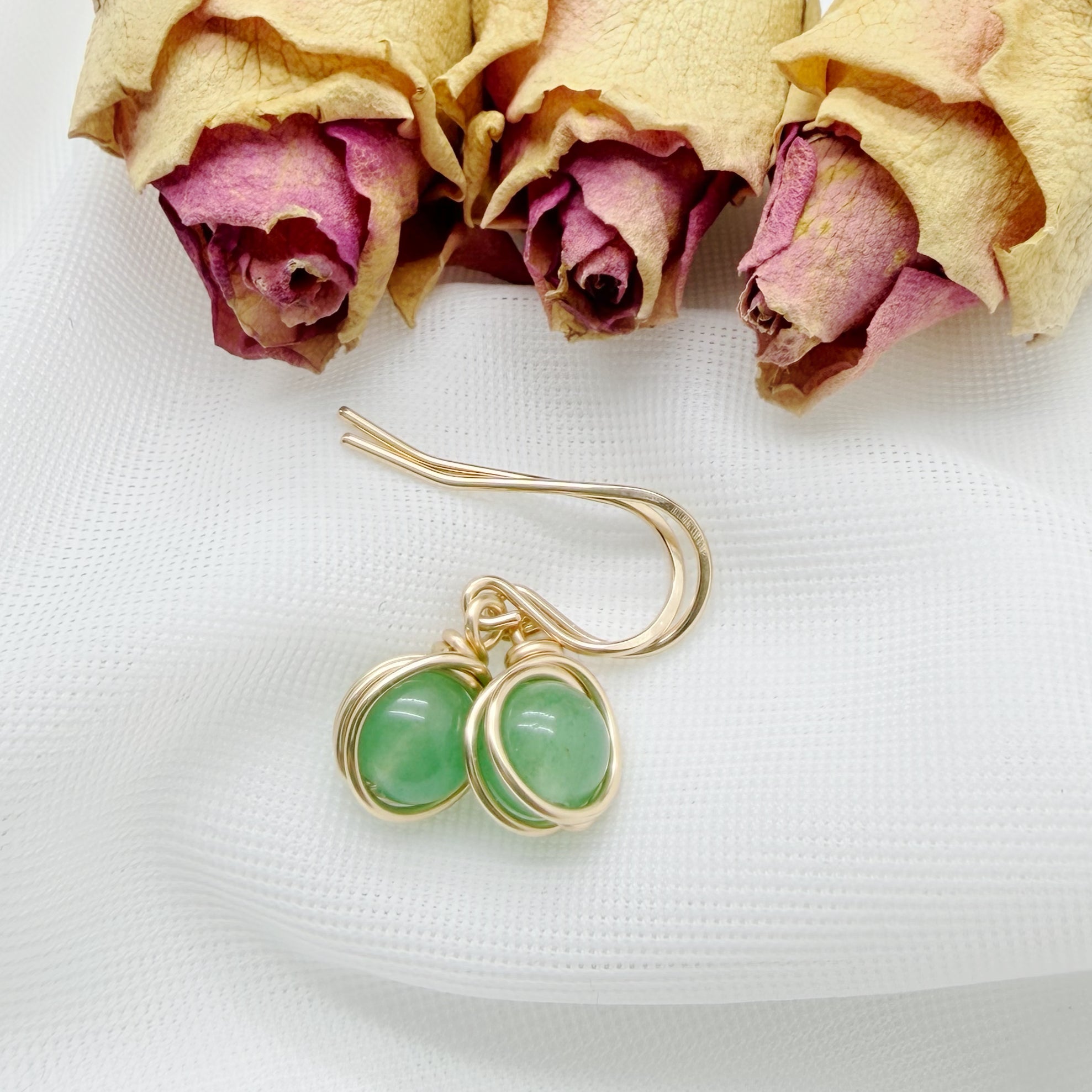 14k gold filled oorbellen met groene aventurijn