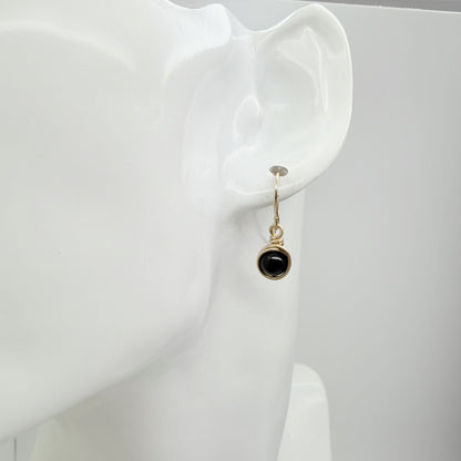 14k gold filled oorbellen met zwarte toermalijn