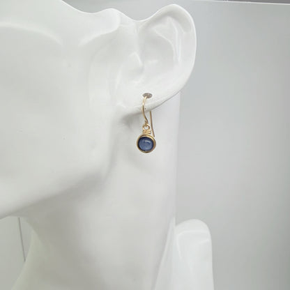Handgemaakte 14k gold filled oorbellen met kyaniet