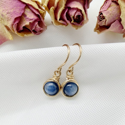 Handgemaakte 14k gold filled oorbellen met kyaniet