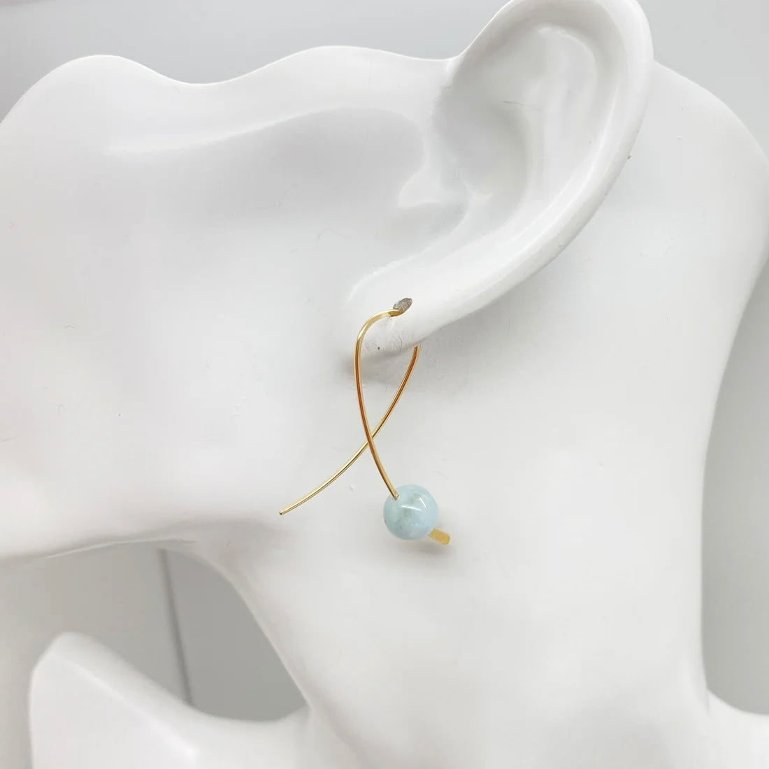 14K Gold Filled Confetti Oorbellen Met Aquamarijn