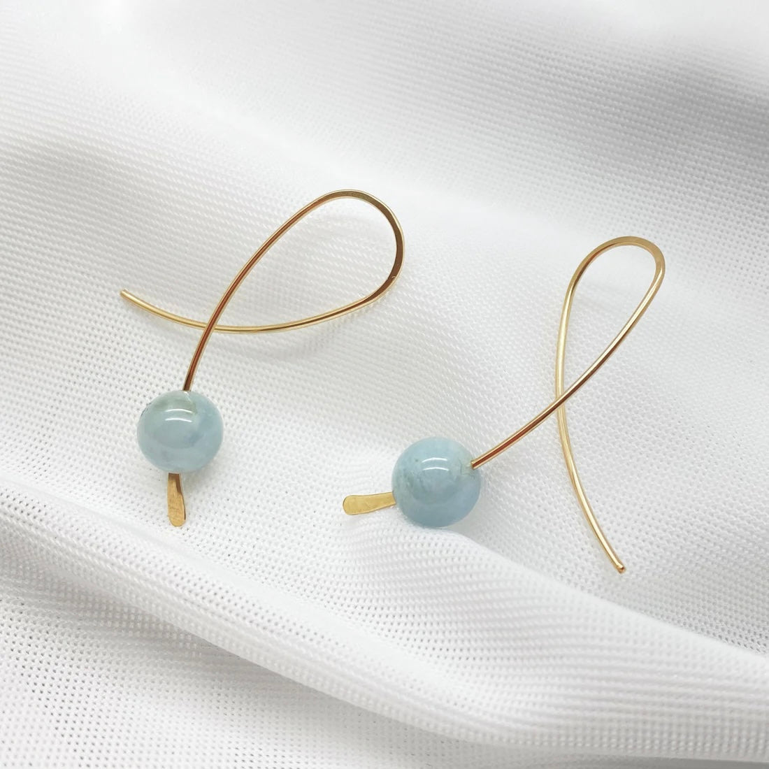 14K Gold Filled Confetti Oorbellen Met Aquamarijn