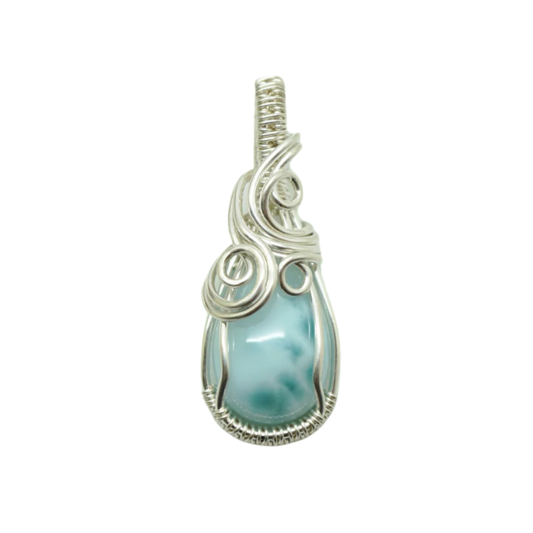 Sterling zilveren wire wrap hanger met Larimar