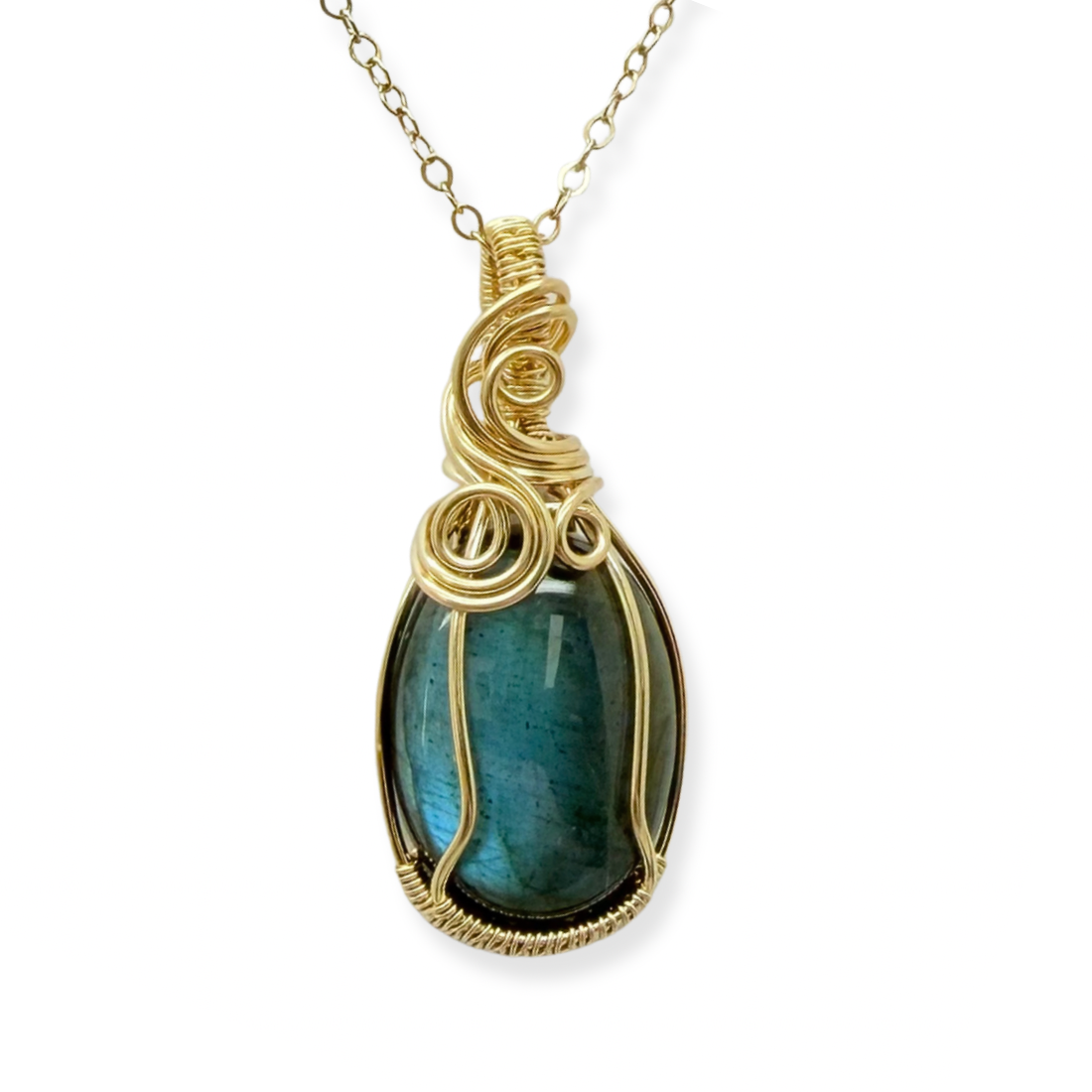 14k gold filled wire wrap hanger met labradoriet