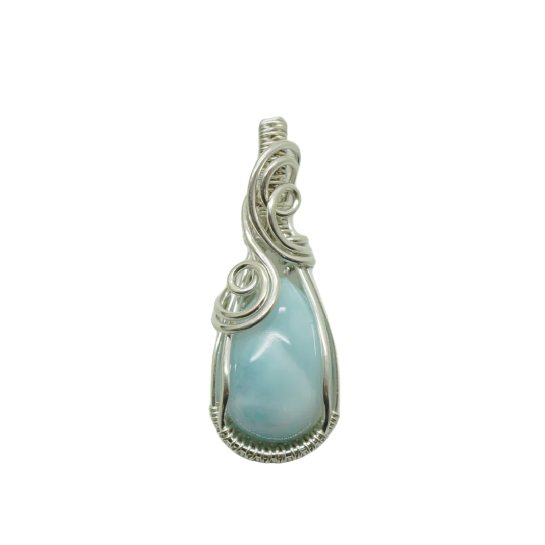 925 Zilveren wire wrap hanger met Larimar
