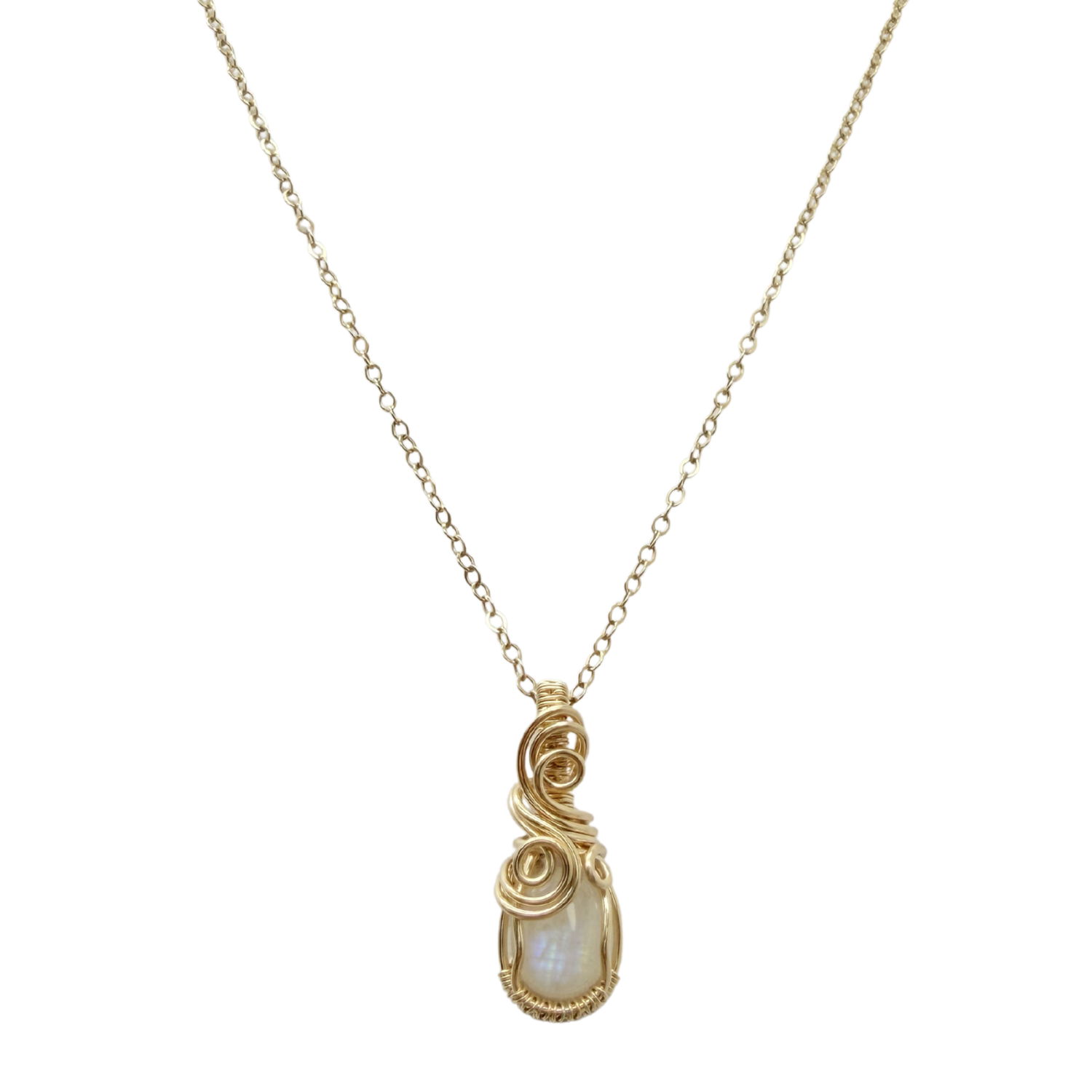 Gereserveerd - 14k gold filled hanger met regenboogmaansteen