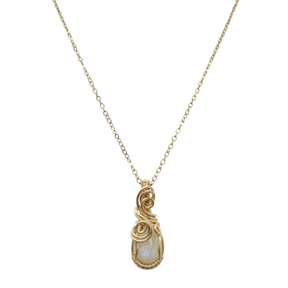 Gereserveerd - 14k gold filled hanger met regenboogmaansteen