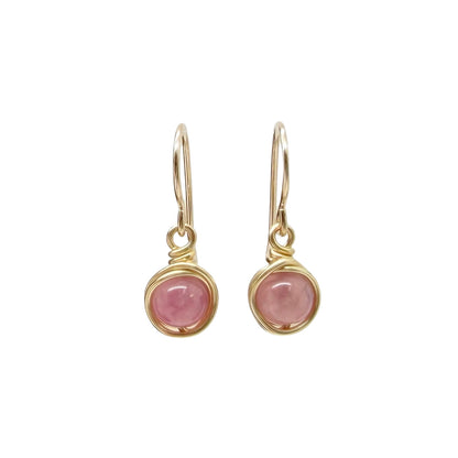 Gold filled rozenkwarts oorbellen -  handgemaakt