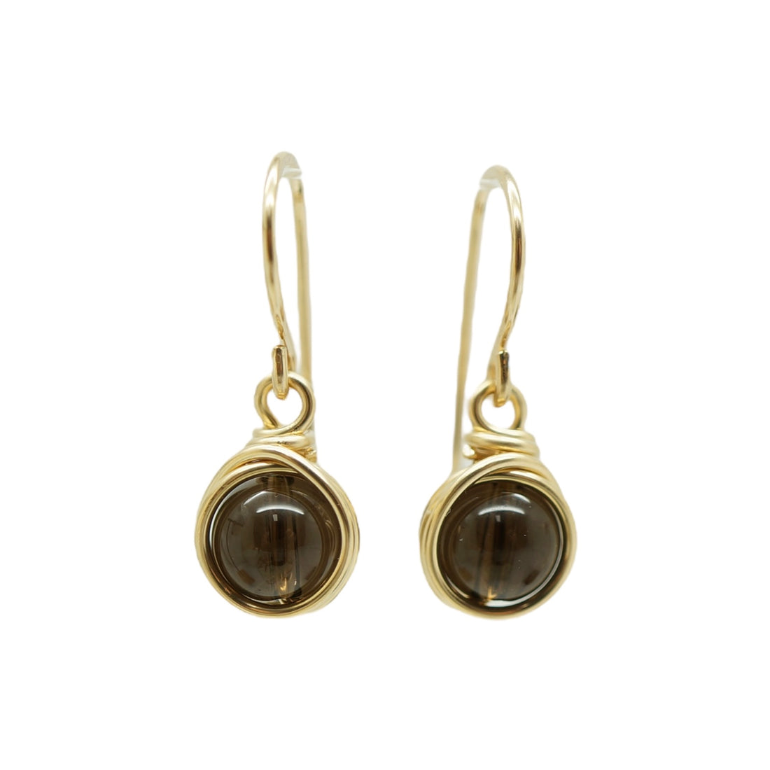 14k gold filled oorbellen met rookkwarts