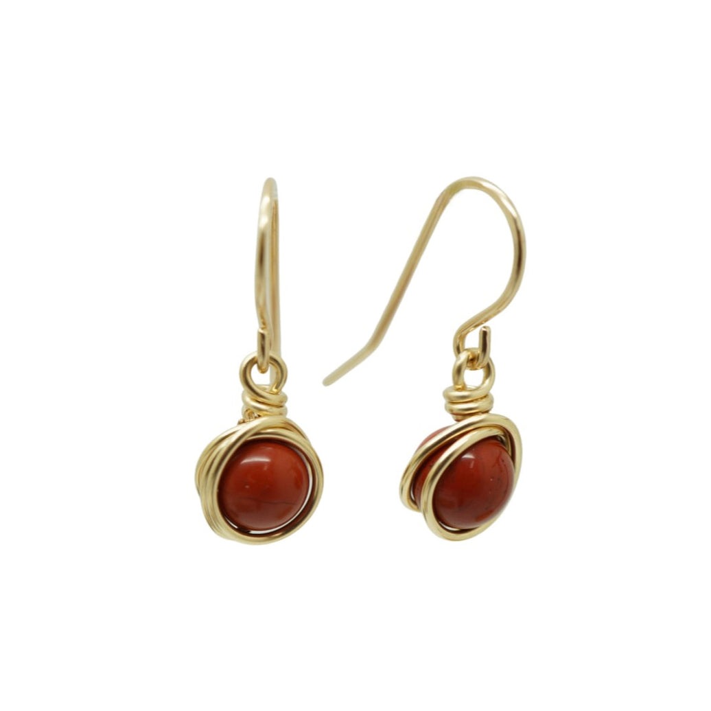 14k gold filled oorbellen met rode jaspis – Handgemaakt
