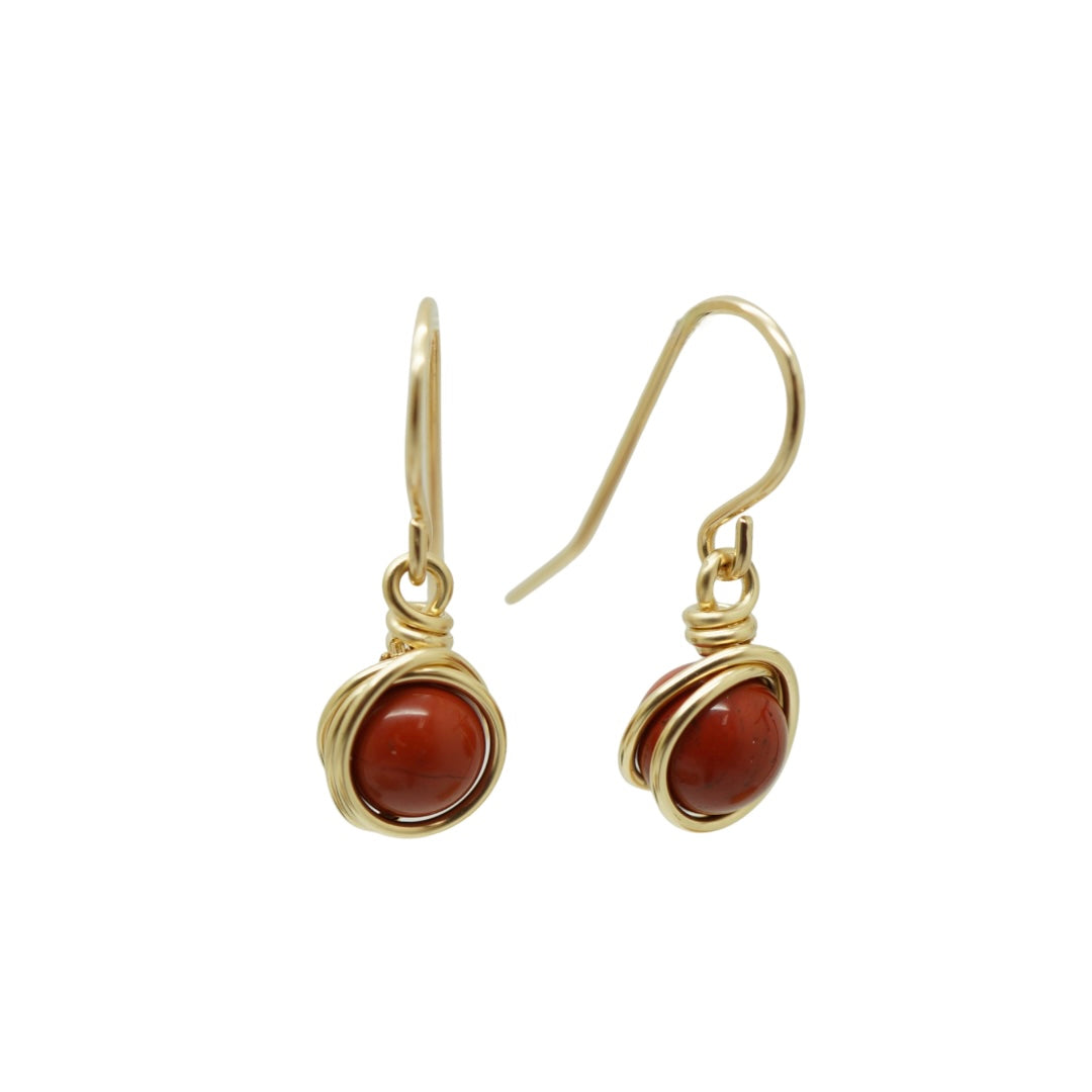 14k gold filled sieraden set rode jaspis – Oorbellen &amp; collier