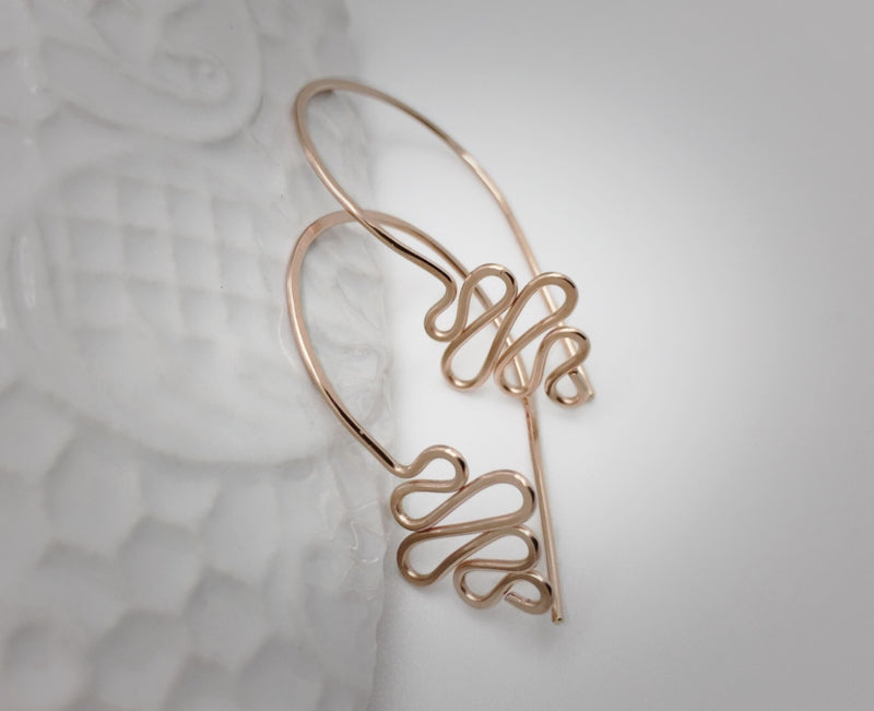 14K Rose Goldfilled Wave Oorbellen